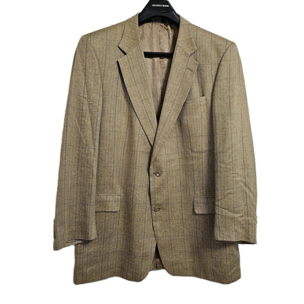 Jos. A. Bank Blazer Mens 46XL Tan Executive Collection Silk Herringbone Jacket